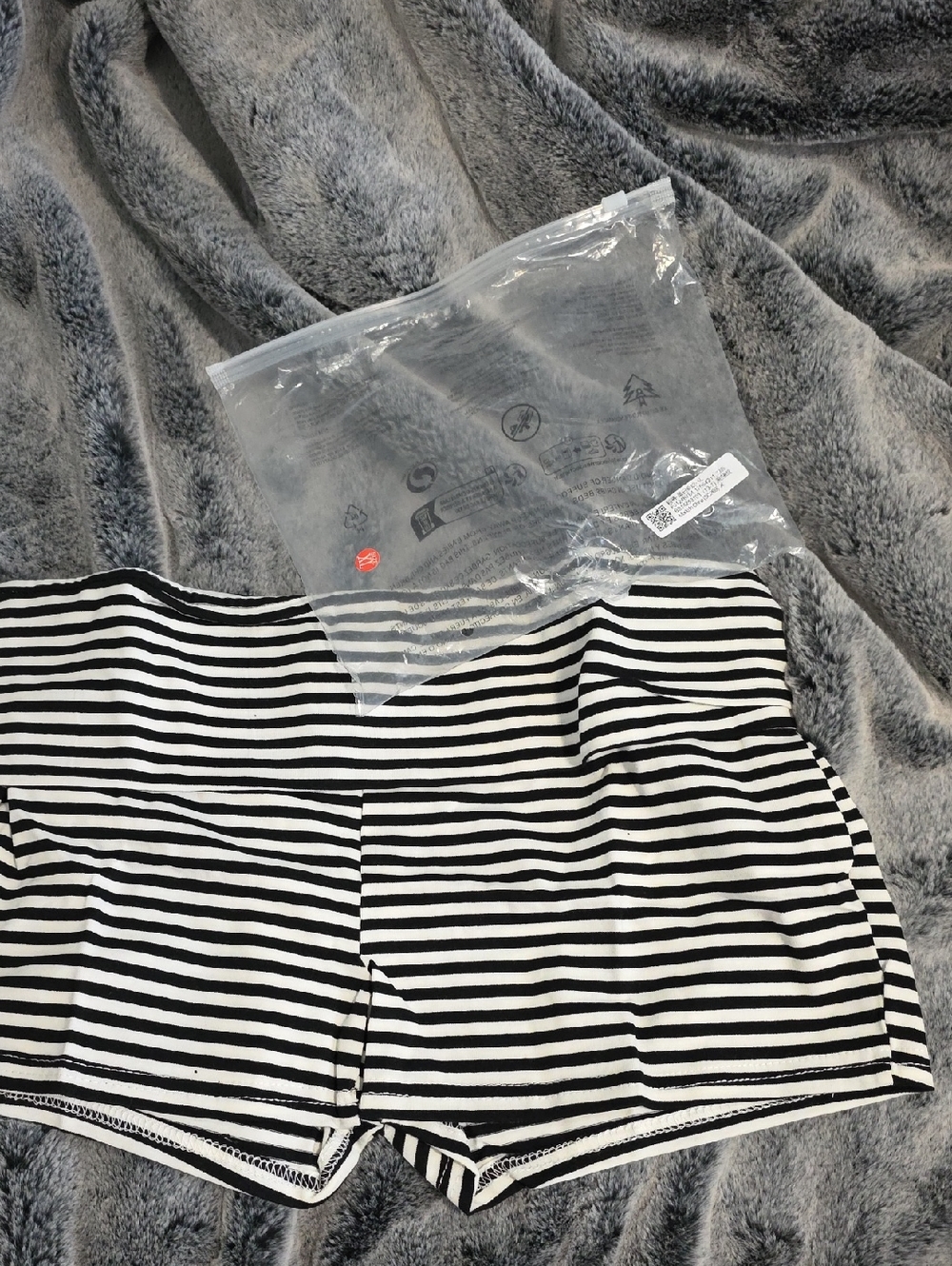 Striped Black & White High-Waist Shorts